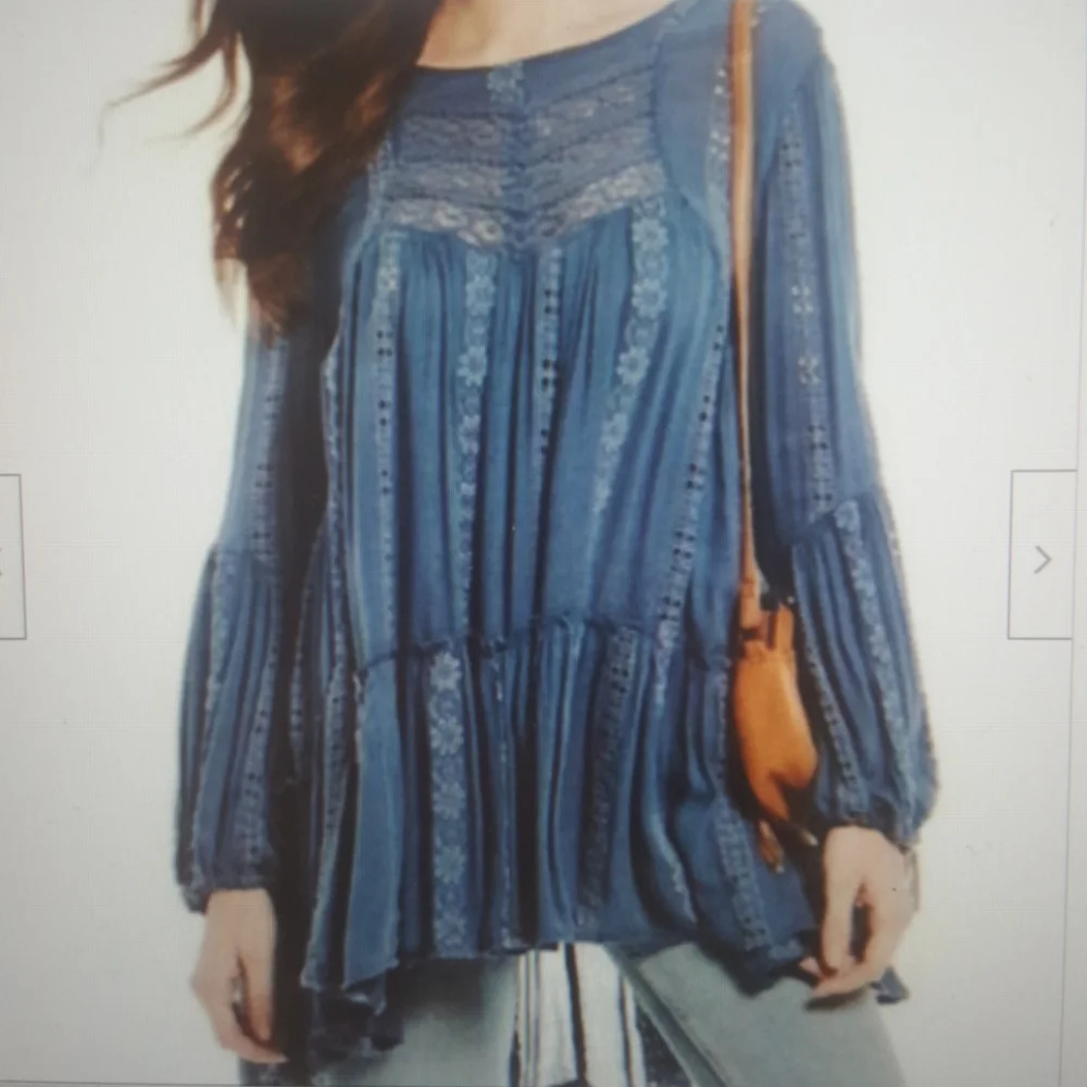 Free People NWOT Kiss Kiss Tunic Top  Sz Small - Picture 9 of 14